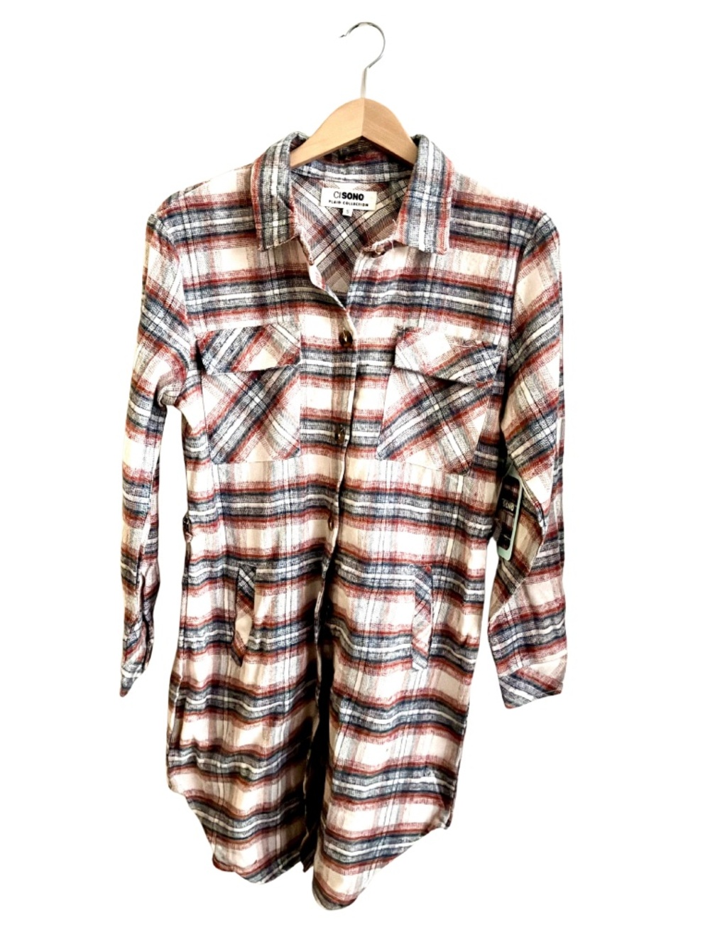 Plaid Collection Red Blue White Plaid Button Front Dress NWT Small